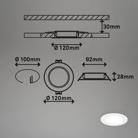 Briloner LED-Einbauleuchten Ultraflat 3er Set 6W 660lm weiß