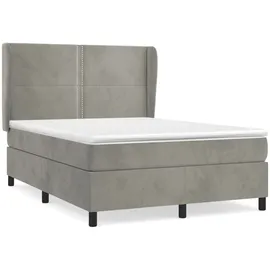 vidaXL Boxspringbett mit Matratze Hellgrau 140x200 cm Samt1394285