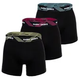 Happy Shorts Herren Boxer Shorts, 3er Pack - Retro Jersey, Logobund Schwarz S