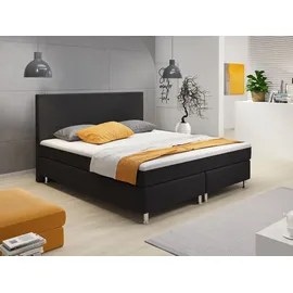 Inter Boxspringbett Berlin 180x200 cm Webstoff Schwarz Ohne Topper Ohne Matratze - Schwarz
