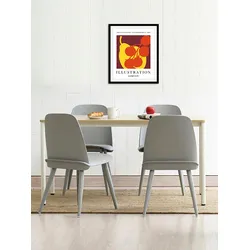 queence Bild »Illustration«, Obst-Obst Bilder-Essen-Lebensmittel-Kunst-Schriftzug, (1 St.), HD Premium Poster-Druck inkl. Holzrahmen queence Farbe Rahmen: schwarz + Farbe Bild(er): gelb/rot