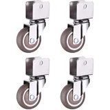 4 Stück Lenkrollen,Möbelrollen,U-Typ Halterung,2-zoll Lenkrollen mit Bremse,Weicher Gummi,für Möbel/Kinderbett/Kinderwagen,Tragkraft 88kg,mit Schrauben(Universal18mm)