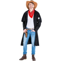 dressforfun Herrenkostüm Cowboy | Trenchcoat + rotes Halstuch | Sheriff Cowgirl Faschingskostüm (M | Nr. 300570)