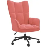 vidaXL Relaxsessel 61 x 69 x 69 cm Rosa Samt drehbar, höhenverstellbar mit Rollen