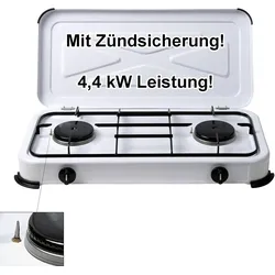 Flame Gaskocher Campingkocher 2-flammig Camping mit Zündsicherung
