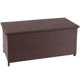 Mendler Poly-Rattan Kissenbox HWC-D88, Gartentruhe Auflagenbox Truhe Premium braun, 51x100x50cm 170l