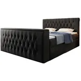 luxusbetten24 Boxspringbett Velano mit TV Lift und Stauraum - 180x200 - Schwarz - H4 (100kg+) - Luxusbetten24 - 2 Jahre Gewährleistung - mind. 14 Tage Rückgaberecht - Schwarz - 180x200