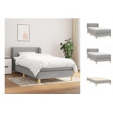 vidaXL Boxspringbett mit Matratze Hellgrau 80x200 cm Stoff1393568