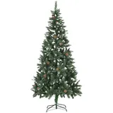 vidaXL Künstlicher Weihnachtsbaum Kiefernzapfen Weißem Glitzer 210 cm