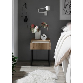 Livetastic Nachtschrank, Schwarz, Eiche Artisan Metall, Holzwerkstoff, 1 Schubladen, 40x52x38.5 cm Schlafzimmer, Nachttische