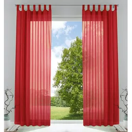 Gardinenbox 2er-Pack Gardinen Transparent Vorhang Set Wohnzimmer Voile Schlaufenschal mit Bleibandabschluß HxB 245x140 cm Rot,