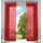 Gardinenbox 2er-Pack Gardinen Transparent Vorhang Set Wohnzimmer Voile Schlaufenschal mit Bleibandabschluß HxB 245x140 cm Rot,