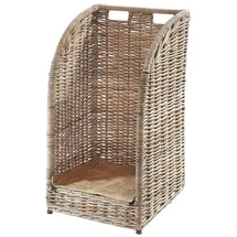 Kobolo Kaminholzwagen Rattan mit Leinenstoff grau