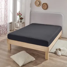 BettwarenShop Spannbettlaken Jersey-Elasthan 120 x 200 - 130 x 220 cm grau