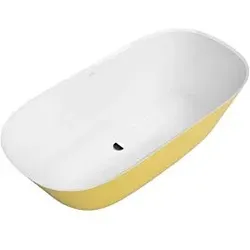 Villeroy und Boch Theano Badewanne Q155ANH7F2BCVRW 155 x 75 cm, freistehend, Schürze Colour on Demand, stone white