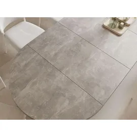 WFL GROUP Esstisch Rund Groß XXL Ausziehbar im Loft-Stil – 100 bis 300 cm – Extra Lang Ausziehtisch mit Weißen Holzbeinen, Industrieller Tisch für 5-1... - Grau