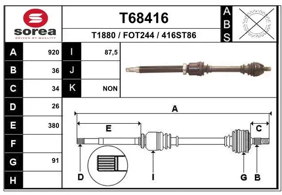 EAI Antriebswelle t68416 für Ford Volvo