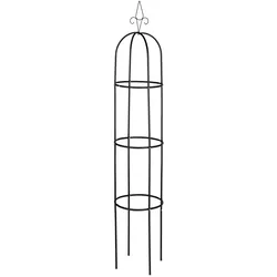 Relaxdays Rankhilfe Obelisk, 200 cm hoch, Ranksäule für Kletterpflanzen, Metall, freistehend, Rosenkletterhilfe, schwarz