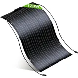 BATENORY 120W Flexibles Solarpanel – Leichtes monokristallines Solarmodul mit 1,2 m Solarkabel, 8 Befestigungslöcher, IP67 wasserdicht Solarpanel 12v für Wohnmobil, Camping, Boot & Balkon – 0% MwSt