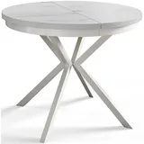Alpi-Möbel Runder, Hellgrau, Weiß, Holzwerkstoff, Rund, X-Form, 90x76x90 cm, Esszimmer, Tische, Esstische