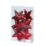 MARELIDA Christbaumschmuck Weihnachtsbaumschmuck Sterne bruchfest rot 6St.