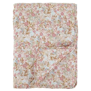 Chic Antique Aix Quilt mit Blumen Bettüberwurf 130 x 180 cm Rosa/Blau
