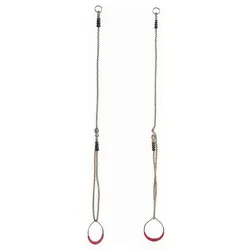 Schaukelringe - rot / natur - √ò ca. 12 cm / 250 cm - aus Metall / Kunststoff / Polypropylen-Seil