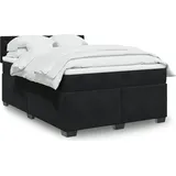 vidaXL Boxspringbett mit Matratze Schwarz 140x200 cm Samt - Schwarz