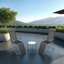 Tectake 2er Set Gartenstuhl Jana 146,5 x 59 x 117,5 cm dunkelgrau