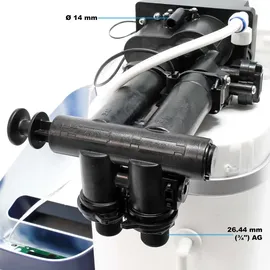 Wiltec SOFT-R2 Wasserenthärtungsanlage, Wasserentkalkung mit 2000 l/h, Entkalkungsanlage mit Ionentauscher, Wasserenthärter mit 10 l Soletank