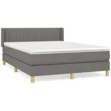 vidaXL Boxspringbett mit Matratze Dunkelgrau 140x200 cm Stoff