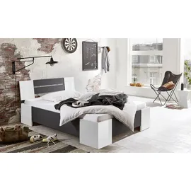 BMG Möbel Futonbett Graz 140 x 200 cm Weiß/Anthrazit