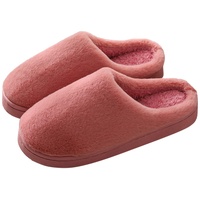 IQYU Plüsch Gefüttert Warm Slipper Gästepantoffeln Hausschuhe plusch Hausschuh Hausschuhe Damen Sommer Zehentrenner Hausschuhe Warme Plüsch Hausschuhe rutschfeste Cozy (zzA-Watermelon Red, 40-41) - 40/41 EU