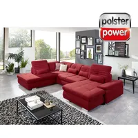 polsterpower Wohnlandschaft - rot - Microchenille - mit Funktionen - Canapé