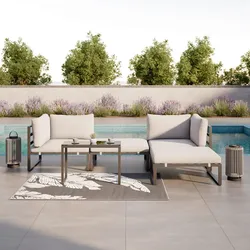 Loungegarnitur Valentina Hellg Metall/Outdoorstoff +Abdeckung