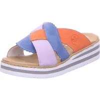 Rieker Pantolette, Sommerschuh, Strandschuh, Hausschuh mit zweifarbiger Plateausohle, Gr.