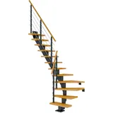 DOLLE Mittelholmtreppe Frankfurt (Breite: 75 cm, 1/4-gewendelt, Anthrazitgrau, Farbe Stufen: Buche, Natur, Geschosshöhe: 222 – 258 cm)