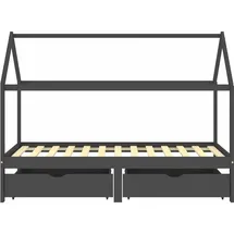 vidaXL Kinderbett mit Schubladen Dunkelgrau 90 x 200 cm Kiefer massiv grau