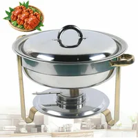 4L Chafing Dish Speisenwärmer Warmhaltebehälter Wärmebehälter Rund Speisewärmer Edelstahl