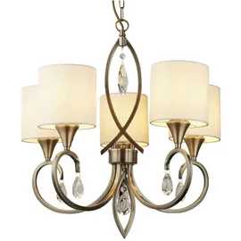 Licht-Erlebnisse Kenzie 5-flg. Ø 52 cm klassisch Messing Antik Natur