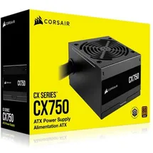 Corsair CX750 80 Plus Bronze, Nicht modular, geräuscharm, ATX, 750 W, Stromquelle – Großbritannien – Schwarz