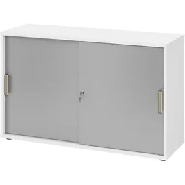bümö Aktenschrank 120 x 74,8 x 40 cm Weiß/Silber