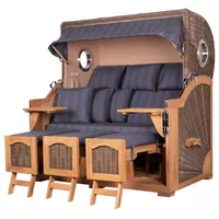 Bene living Strandkorb Komplettset Ammersee Grande XXL Teak Bullauge