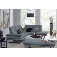 Ecksofa W.SCHILLIG "broadway, Designsofa, toller Sitzkomfort, zeitlos, elegant, L-Form", blau (blau z69), B:284cm H:94cm T:224cm, Longlife Xtra-Leder Z69: Das feinnarbige, gedeckte Softleder Z69 besticht durch seine außergewöhnliche Weichheit im trendigen u00bbVintage-Looku00ab, Hautstärke 0, 9 - 1, 1 mm, Sofas, Sitztiefenverstellung, Kopfteil- & Seitenteilverstellung, Breite 284cm