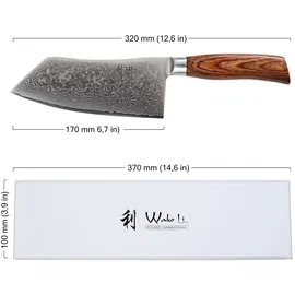 Wakoli EDIB Pro Damast Kochmesser Chai Dao I 17cm Klinge I Pakkaholzgriff