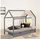 Homestyle4u Hausbett 90 x 200 cm Kiefer grau