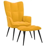 vidaXL Relaxsessel mit Hocker Senfgelb Samt