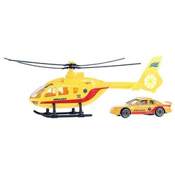 Toi-Toys Spielzeug-Hubschrauber Hubschrauber mit Auto Feuerwehr Polizei Ambulance Einsatzfahrzeug Modell Helicopter Spielzeugauto Spielzeug Geschenk Kinder 83 (Ambulance-Gelb) gelb