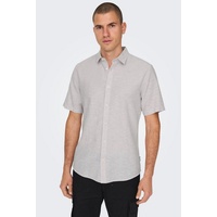 ONLY & SONS Kurzarmhemd »ONSCAIDEN SS SOLID LINEN SHIRT NOOS«, Gr. S - N-Gr, nirvana, , 52446447-S N-Gr