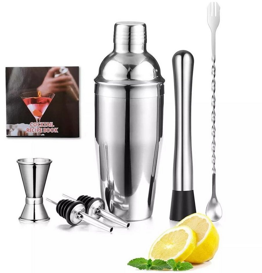Faizee Möbel Cocktail Shaker Cocktail-Set, Cocktail-Shaker, Shaker-Set, 7-tlg SilberbBar Zubehör, Edelstahl, (7-tlg) silberfarben